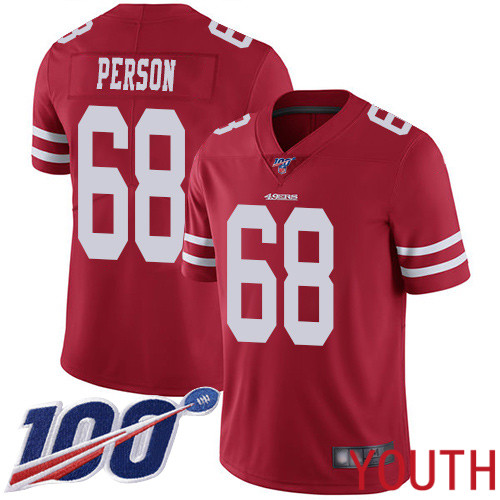 San Francisco 49ers Limited Red Youth Mike Person Home NFL Jersey #68 100th Season Vapor Untouchable->youth nfl jersey->Youth Jersey